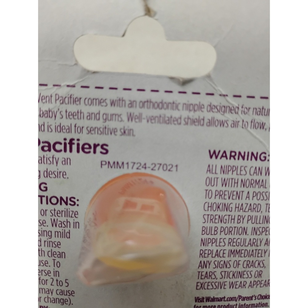 2 Parents Choice Vent Pacifiers 2-Pack 0+ M Orthodontic Silicone BPA Free 4TOTAL - Picture 5 of 8